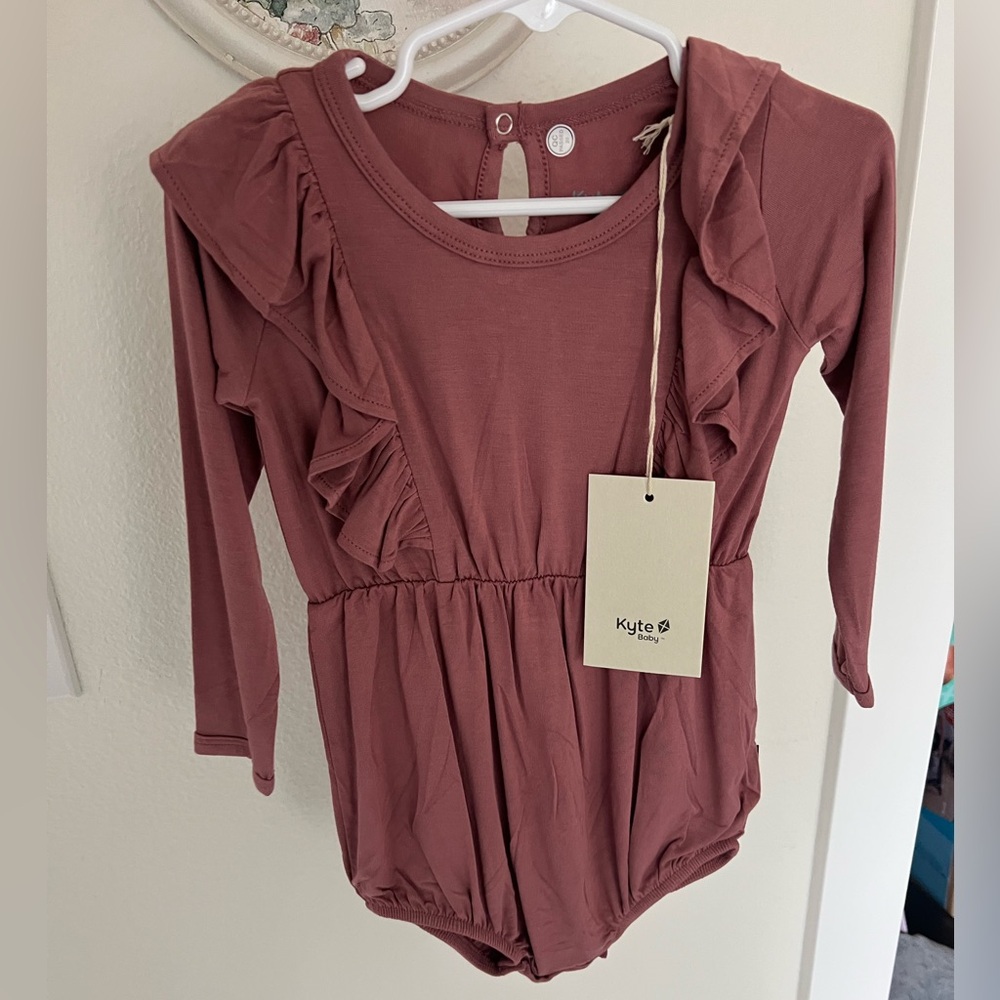 Kyte BABY Dusty Rose Ruffle Romper